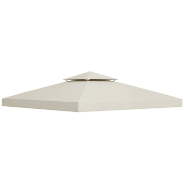 10' x 10' Square 2-Tier Gazebo Canopy Replacement Top Cover Outdoor Garden Sun Shade, Cream White