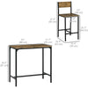 Industrial Bar Table Set Counter Height 3 Piece and 2 High Back Stools Set Dining Table Set Rustic Brown