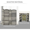 6 Ft Tall Folding Room Divider, 6 Panel Portable Privacy Screen, Hand-Woven Partition Wall Divider, Mixed Grey