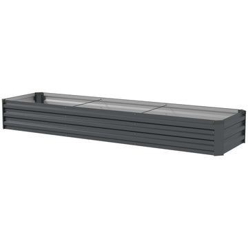 8'x2'x1' Galvanized Raised Bed, Large Elevated Planter Box for Growing Flowers, Herbs and Vegetables, Dark Grey