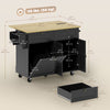 Kitchen Island Cart with Charging Station and Drop Leaf, Kitchen Island Table on Wheels with Trash Can Cabinet