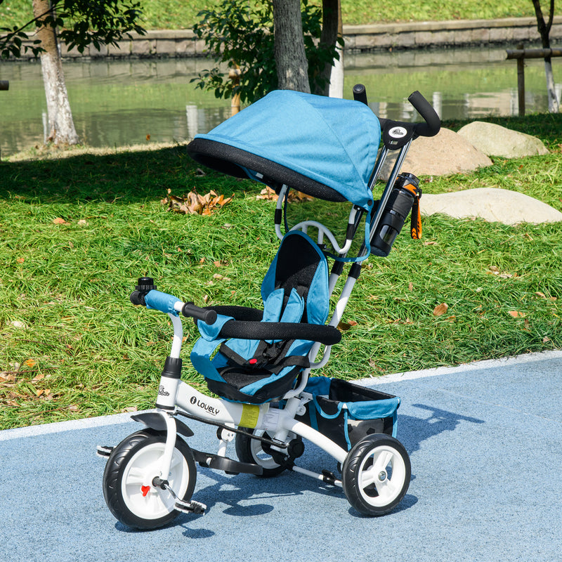 Qaba 6 in 1 Toddler Tricycle Stroller with Basket, Canopy, 5-point Safety Harness, for 12-60 Months