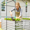 Greenhouse with Raised Garden Bed, Galvanized Metal Planter Box with PE Cover, Roll Up Door, 56