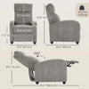 Corduroy Home Theater Seating, Push Back Recliner Chair with Padded Seat for Living Room, Grey