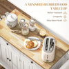 Rolling Kitchen Island with Rubber Wood Top and Storage, Spice Rack, Towel Rack