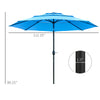 9FT 3 Tiers Patio Umbrella Outdoor Market Umbrella with Crank, Push Button Tilt for Deck, Backyard and Lawn, Sky Blue