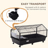 Guinea Pig Cage with Foldable Detachable Playpen, Rolling Rabbit Chinchilla Hedgehog Bunny Cage Small Animal Habitat with Water Bottle, Hay Feeder, 34.5