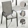 Outdoor Dining Sets for 8 with Stackable Chairs, Patio Dining Set with Glass Top Table for Garden, Patio, Backyard, Dark Grey
