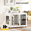 Pet Crate End Table with Water-resistant Cushion or Large Medium Dogs, White