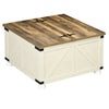 Farmhouse Coffee Table, Square Center Table with Flip-top Lids, Hidden Storage Compartment and Wooden Legs