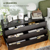 Modern Chest of Drawers 4 Drawer Dresser for Bedroom with Gold Legs and Handles, Black