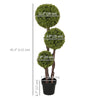 45 Inch Potted Fake Plant, Artificial Boxwood Topiary Tree, Triple Ball Tree for Indoor and Outdoor, Green