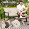 4 Piece Outdoor Furniture Set, Patio Conversation Set with Tempered Glass Table, Loveseat, 2 Chairs and Cushions, Beige