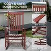 Wooden Porch Rocking Chair Outdoor Patio Rocker Garden Single Leisure Reclining Seat Armchair Wine Red