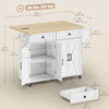 Kitchen Island with Storage, Rolling Kitchen Cart with Charging Station, Drop Leaf, Spice Rack, Towel Rack, Drawers, White