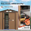 7' x 4' x 6' Garden Storage Shed Outdoor Patio Metal Tool Storage House w/ Foundation Kit and Double Doors, Earthy Yellow