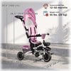 6-in-1 Toddler Tricycle for 12-50 Months, Foldable Kids Trike with Adjustable Seat and Push Handle, Safety Harness, Removable Canopy, Footrest, Pink