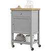 Kitchen Cart on Wheels, Rolling Kitchen Island Cart with Wood Top, Towel Rack, Drawer and Shelf for Dining Area, Grey