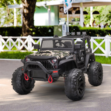 12V Battery-powered Kids Jeep Ride On Police Car with Parental Remote Camouflage