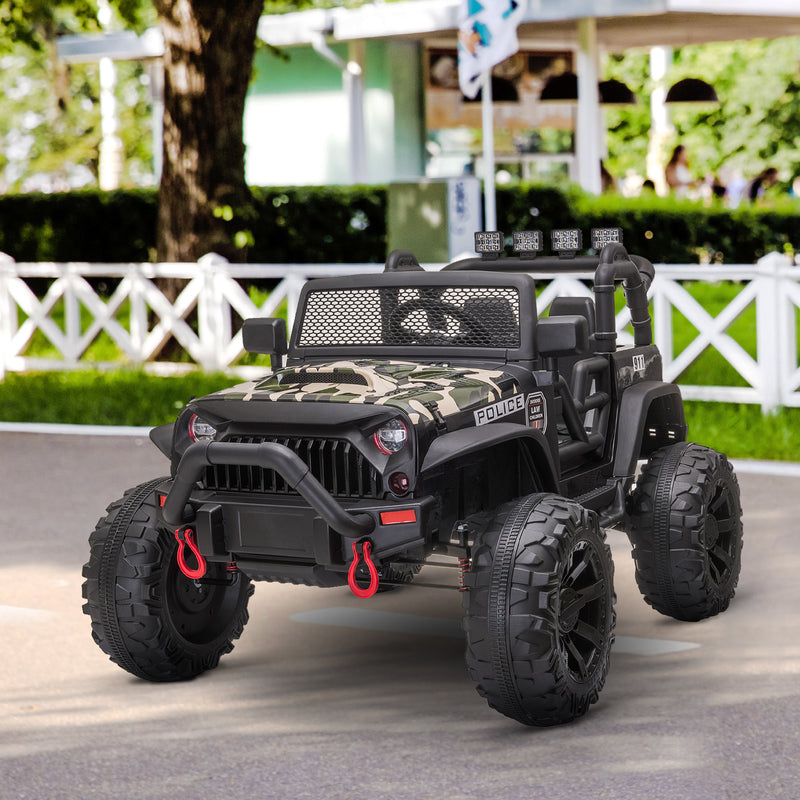 12V Battery-powered Kids Jeep Ride On Police Car with Parental Remote Camouflage