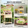 Raised Garden Bed Planter with Cold Frame, Wooden Elevated Planter Box with Folding Side Table and Shelf, Natural Wood