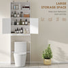 Over The Toilet Storage Cabinet, Freestanding 4-Tier Bathroom Organizer with Adjustable Shelf and 2 Doors, White