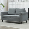 Vintage Loveseat, Upholstered Love Seat Furniture, Chenille-feel Fabric 2 Seater Sofa Couch with Rolled Arms, Gourd-Shaped Rubber Wood Legs for Living Room, Grey