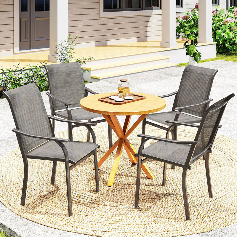 Patio Chairs Set of 2 with Armrest and High Backrest, for Backyard, Balcony, Porch, Poolside, Deck, Garden, Brown
