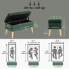Storage Ottoman with Lid, Velvet Upholstered Storage Bench with Wood Legs for Living Room, Dark Green