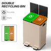Dual Garbage Bin, Soft-Close Trash Can with Foot Pedal, 2 x 28 Liter Garbage Can with Removable Inner Buckets, Gold