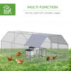 Chicken Run Outdoor, Galvanized Large Metal Chicken Coop Cage, Walk-in Enclosure Poultry Hen Run House Playpen Rabbit Hutch with Flat Roof, Cover, 9.2'x18.7'x6.5'