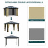 10' x 12' Hardtop Gazebo Canopy with Polycarbonate Roof, Aluminum Frame, Netting, Curtains and Ceiling Hook, Brown