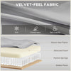 3 Seater Sofa, Velvet Upholstered Couch with Spring Cushions, Rubber Wood Legs and 2 Pillows, Grey