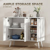 Modern Sideboard and Buffet, Dining Room Cabinet with Adjustable Shelves and 3 Doors, White