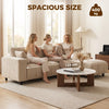 Sectional Couch with Integrated Seat, 3 Seater L-Shaped Sofa with Changeable Chaise, Spring Cushion, 2 Pillows, Beige