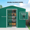 8' x 6' Outdoor Storage Shed, Metal Garden Tool Storage House with Lockable Sliding Doors and Vents for Backyard Patio Lawn, Green