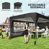 10 x 20 ft Pop Up Canopy Tent with Reflective Strips, UPF 50+ Easy up Instant Canopy with 6 Sandbags, Black