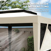 10' x 10' Outdoor Canopy Tent Party Tent with Mesh Netting and Double Tier Roof for Backyard, Garden, Patio, Beige
