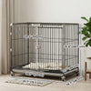 Foldable Dog Crate, 30 Inch Metal Dog Cage with Removable Tray, Lockable Wheels, 2 Doors for Small Medium Breeds, Black