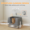 Stainless Steel Cat Litter Box with Lid, High Sided Enclosed Litter Box with Removable Lid, Tray, Scoop