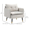 Accent Chair, Upholstered Armchair with Tufted Back Cushion and Steel Legs for Living Room, Bedroom, Cream White