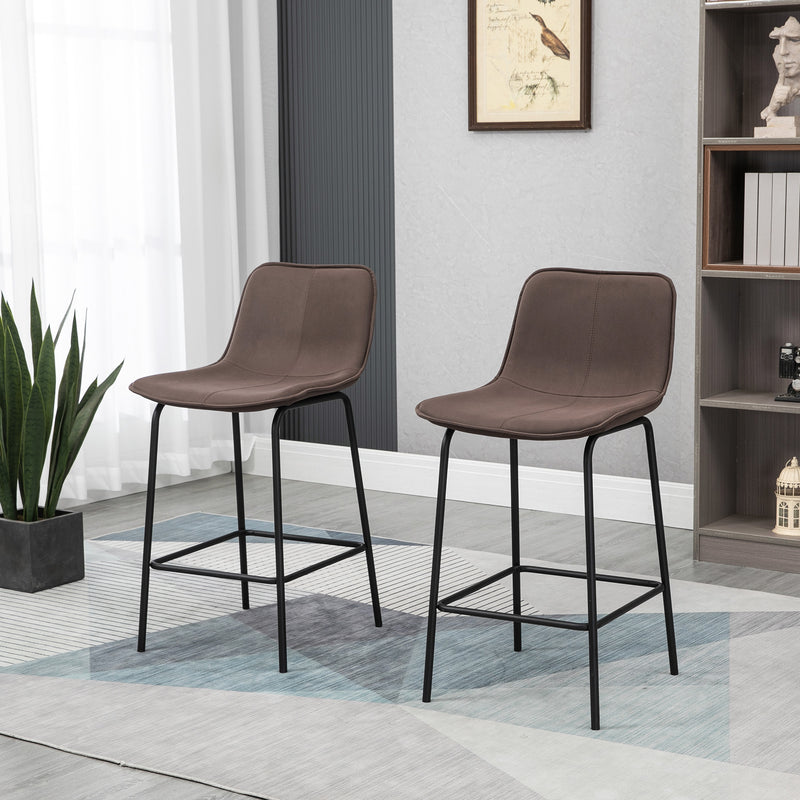 Bar Stools Set of 2, Upholstered Counter Height Bar Chairs, 26