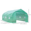 15' x 10' x 7' Walk-in Greenhouse Outdoor Plant Tunnel Warm Hot House w/ Roll Up Door and 6 Mesh Windows, Steel Frame, Green