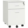 2 Drawer File Cabinet with Lock and Keys, Mobile Vertical Filing Cabinet with Wheels and Drawers, Home Office Cabinet, White