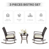 3 Pieces Patio Wicker Rocking Chair Set,  Outdoor PE Rattan Bistro Set Conversation Rocker Set with 2 Chairs 1 Coffee Table for Backyard, Deck, Poolside, Cream White