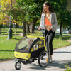 2-in-1 Bike Trailer for Kids, Foldable 2-Seat Baby Stroller with 5-Point Harness, Rubber Wheels, Storage Bag
