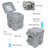 Portable Toilet for Adults, Travel Toilet with 2 Detachable Tanks, Camping Toilet for Trips, 5.3 Gallon (20L), Grey