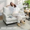 Modern Accent Chair, Leathaire Armchair with Turned Legs and Wide Seat, Comfy Chair for Living Room, Cream White