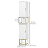 Tall Bathroom Storage Cabinet, Modern Narrow Bathroom Cabinet with Diamond Chevron Pattern and Adjustable Shelf, White