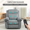 Manual Recliner Chair with Vibration Massage, Side Pockets, Microfibre Reclining Chair for Living Room, Grey